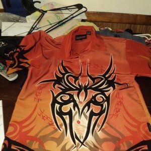 mens orange and black tribal